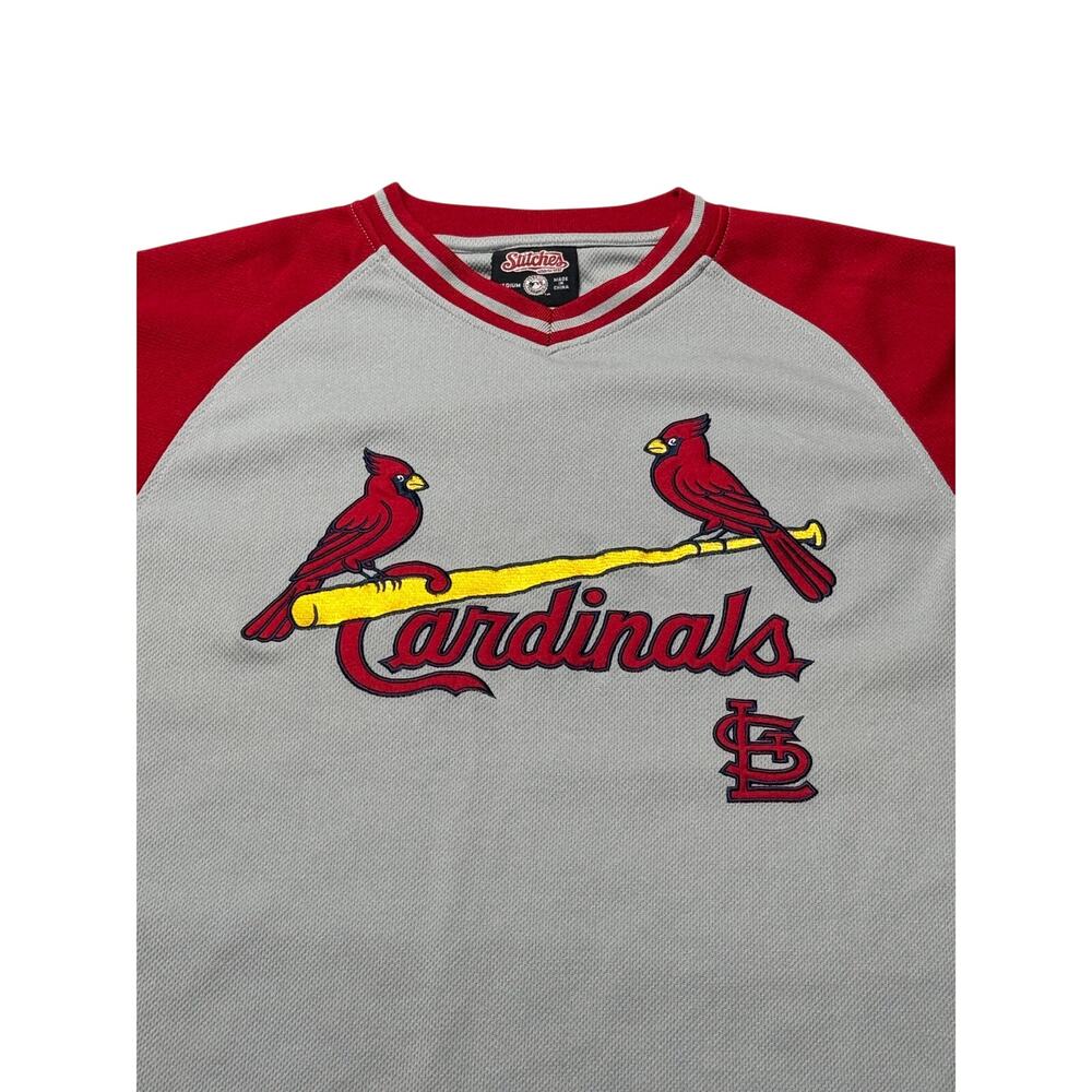 Stitches Baseball Jersey Mens M Gray Red St. Louis Cardinals Logo Short Sleeve - Picture 7 of 14